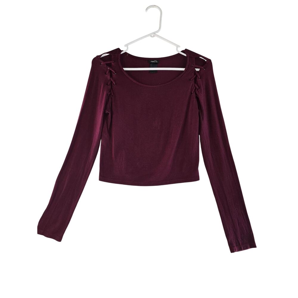 Rue 21 Maroon Long Sleeve Crop Top Women's
